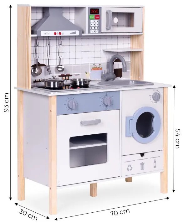 Drevená detská realistická kuchyňa s LED svetlom, zvukmi a príslušenstvom