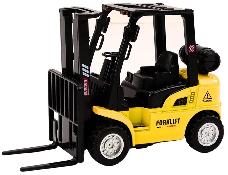 LEAN TOYS Kovový vysokozdvižný vozík s trecím pohonom - žltý