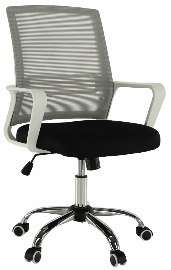 Kancelárska stolička, sieťovina sivá/látka čierna/plast biely, APOLO
