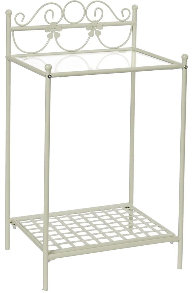 Nočný stolík "Romantic", kovový biely, 41x31x73 cm