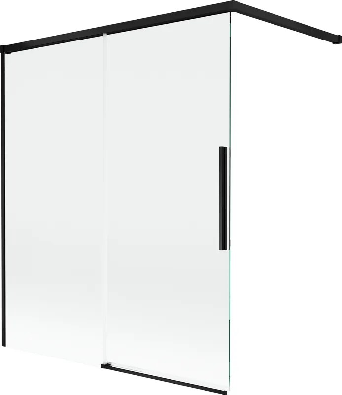 Mexen Rox, 2-krídlová posuvná vaňová zástena 140 x 150 cm, 8mm číre sklo, čierny matný profil, 8C9-140-003-70-00