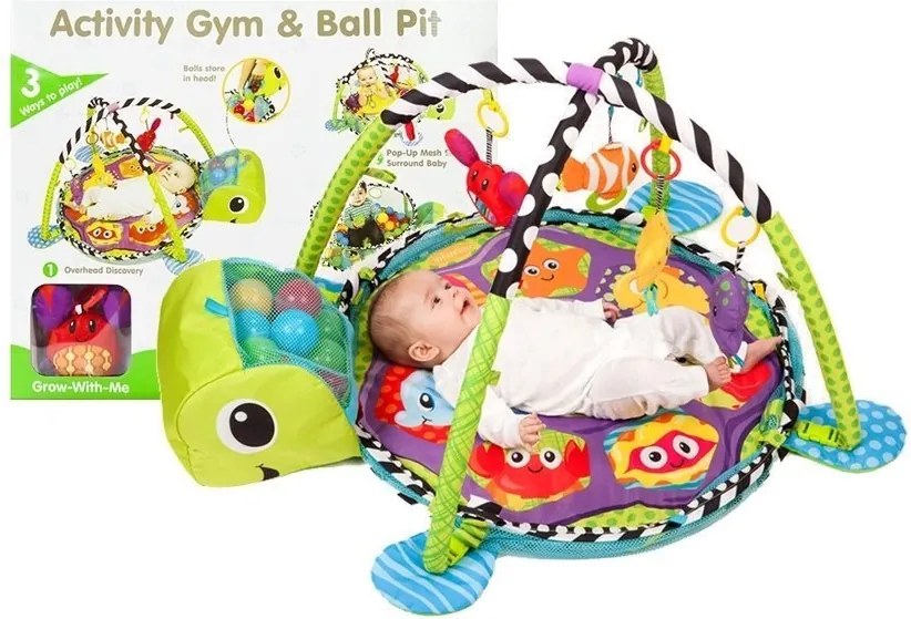 LEAN Detská hracia podložka 3v1 Korytnačka