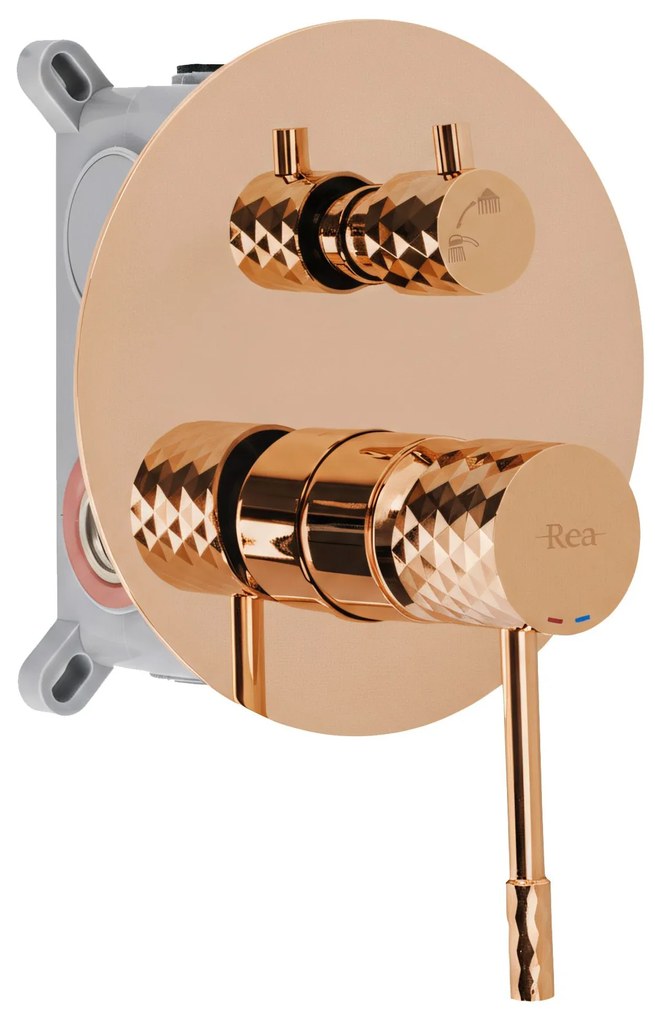 Rea Lungo Diamond, podomietkový sprchový set s dažďovou hlavovou a ručnou sprchou, medená lesklá, REA-P5657