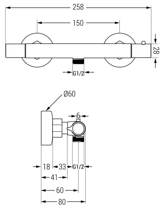 Mexen Slim, termostatická sprchová batéria 150 mm, zlatá lesklá, 77105-50