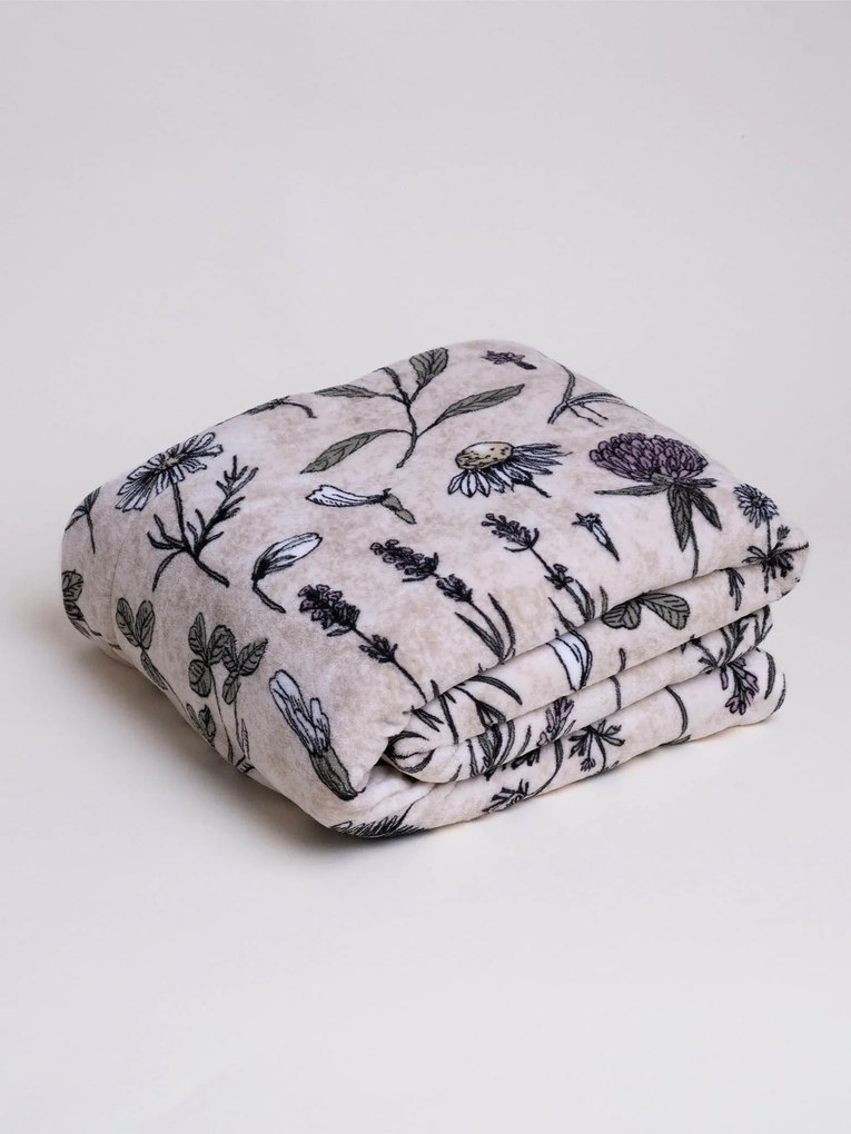 Baránková deka mikroplyš Exclusive 220 × 200 cm – Herbár béžový