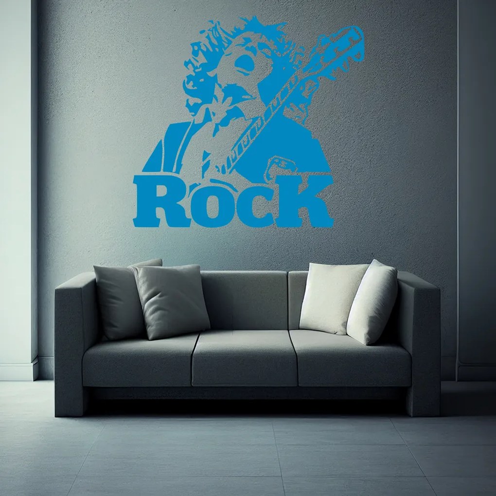 Veselá Stena Samolepka Angus Young AC/DC Farba: modrá, Veľkosť: 40 x 37 cm
