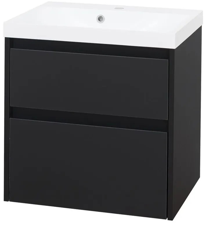 Mereo Mereo, Opto, kúpeľňová skrinka s umývadlom z liatého mramoru, 61 cm, biela, dub, biela/dub, čierna, MER-CN940M