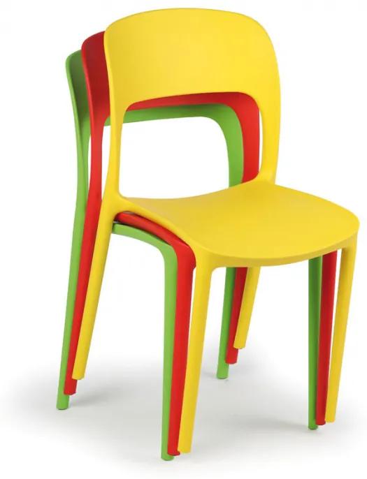 Dizajnová plastová jedálenská stolička REFRESCO, červená