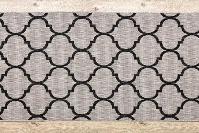 Behúň SIZAL FLOORLUX 20608, koniczyna marokánka, trellis strieborný / čierny