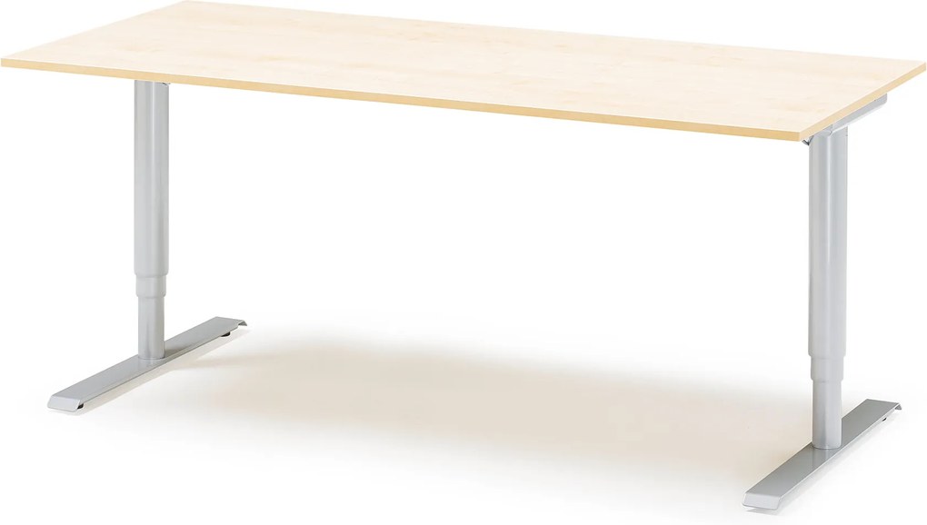 Výškovo nastaviteľný stôl Adeptus, 1800x800 mm, lam. breza/šedá
