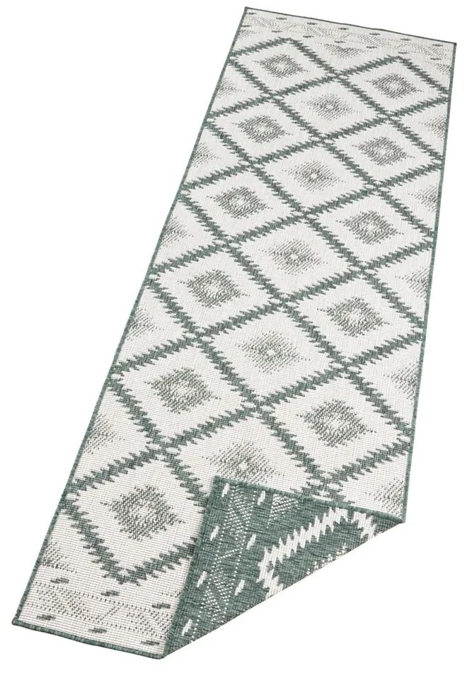 Zeleno-krémový vonkajší koberec NORTHRUGS Malibu, 350 x 80 cm