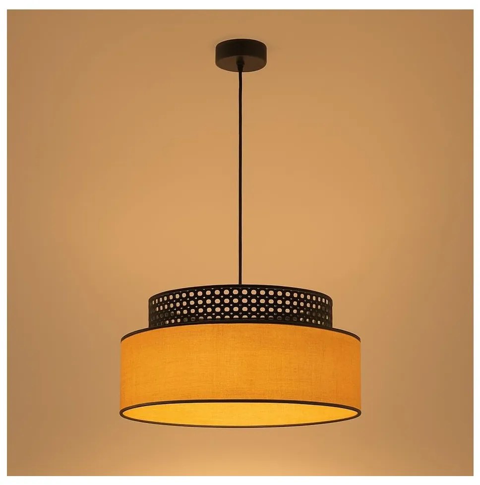 Belis Luster na lanku BOHO 1xE27/60W/230V čierna/ratan BE0911