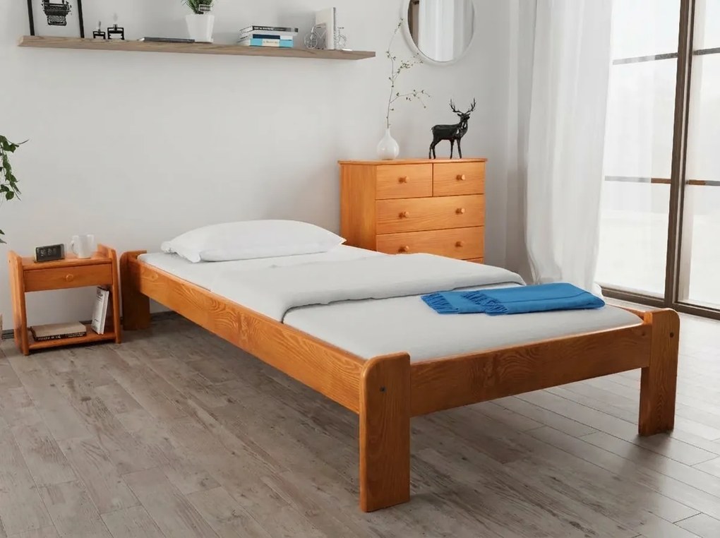 Posteľ Ada 90 x 200 cm, jelša Rošt: Bez roštu, Matrac: Matrac Somnia 18 cm