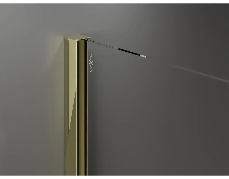 Mexen Velar, posuvné dvere do otvoru typ Walk-In 110 cm, 8mm číre sklo, zlatá lesklá, 871-110-000-03-50