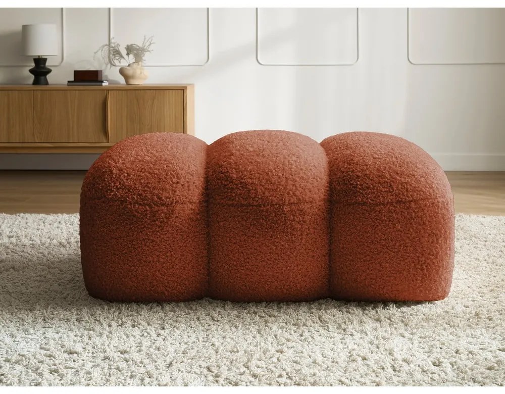 Podnožka z textílie buklé v tehlovej farbe Hippolyte – Bobochic Paris