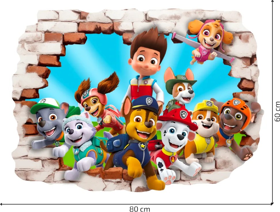 Samolepka na stenu "PAW Patrol" 80x60 cm