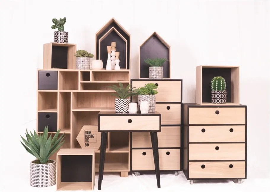 Nočný stolík z dreva paulovnia s bielym rámom House Nordic Rimini