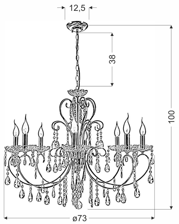 Candellux AURORA Luster 8*40W E14 Gold 38-98644