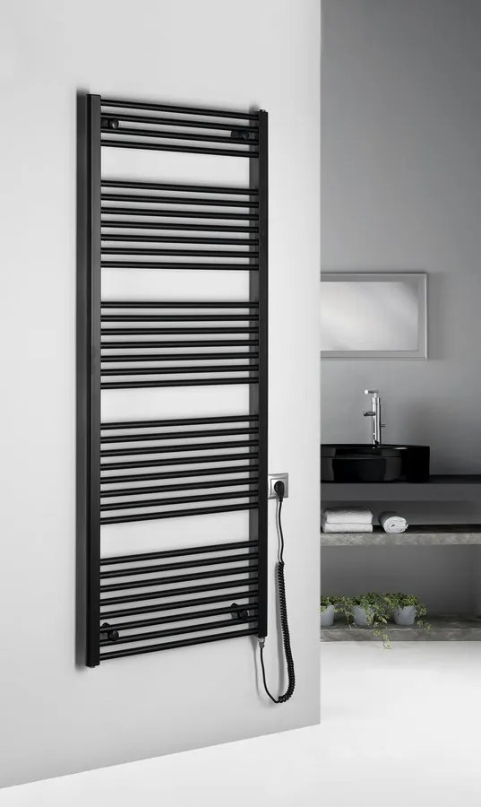 Aqualine Aqualine, DIRECT-E elektrické vykurovacie teleso, rovné, 600x1680 mm, 800 W, čierna, ILE66TB
