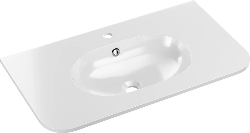 Comad Nábytkové umývadlo z konglomerátu PURE WHITE GLOSS, 80x46 cm, biela lesklá