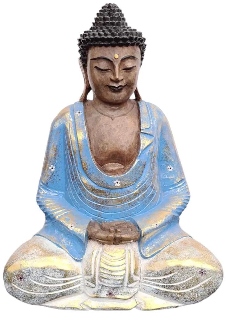 Buddha modře bílý 40 cm