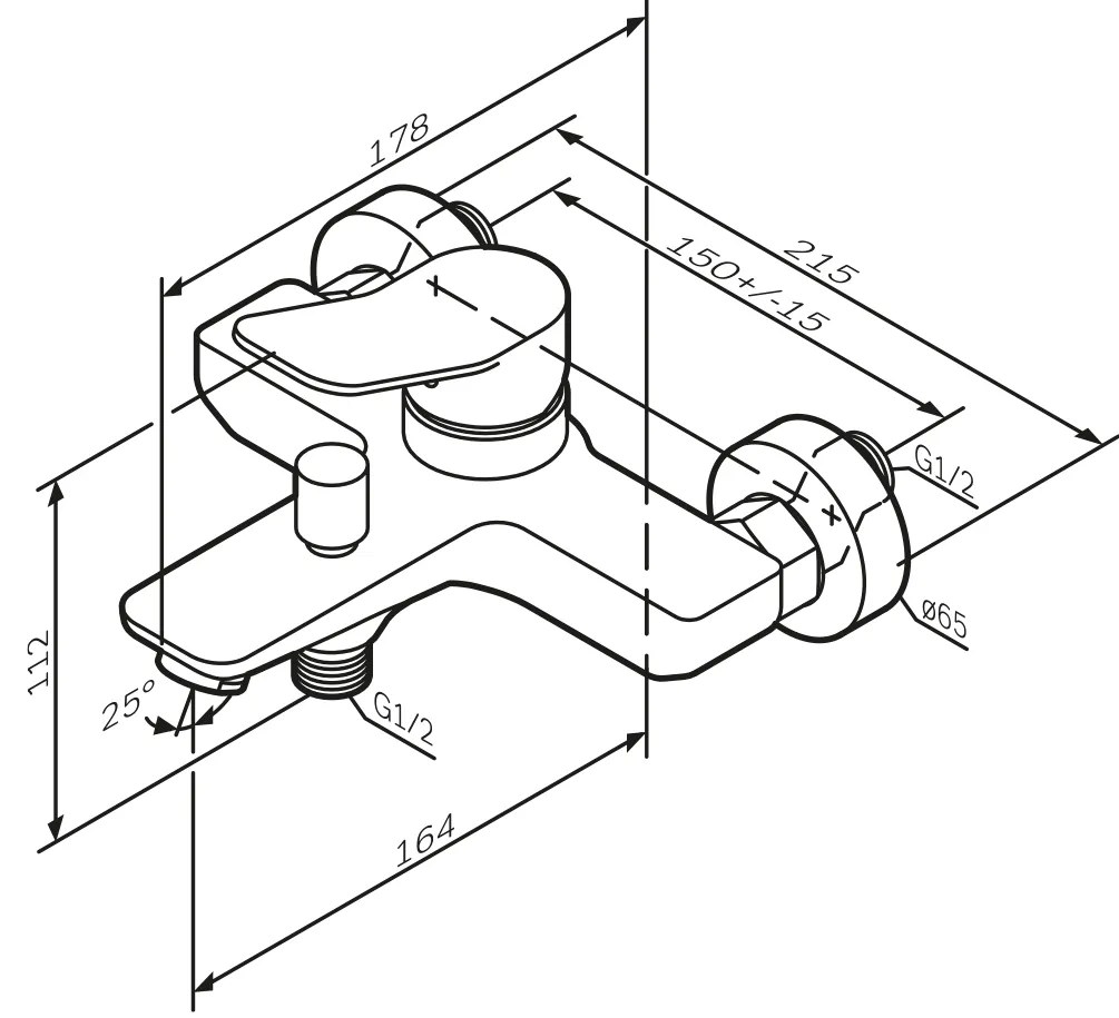 Vaňová a sprchová batéria AM.PM X-Joy FXA10099 jednopáková, zlatá