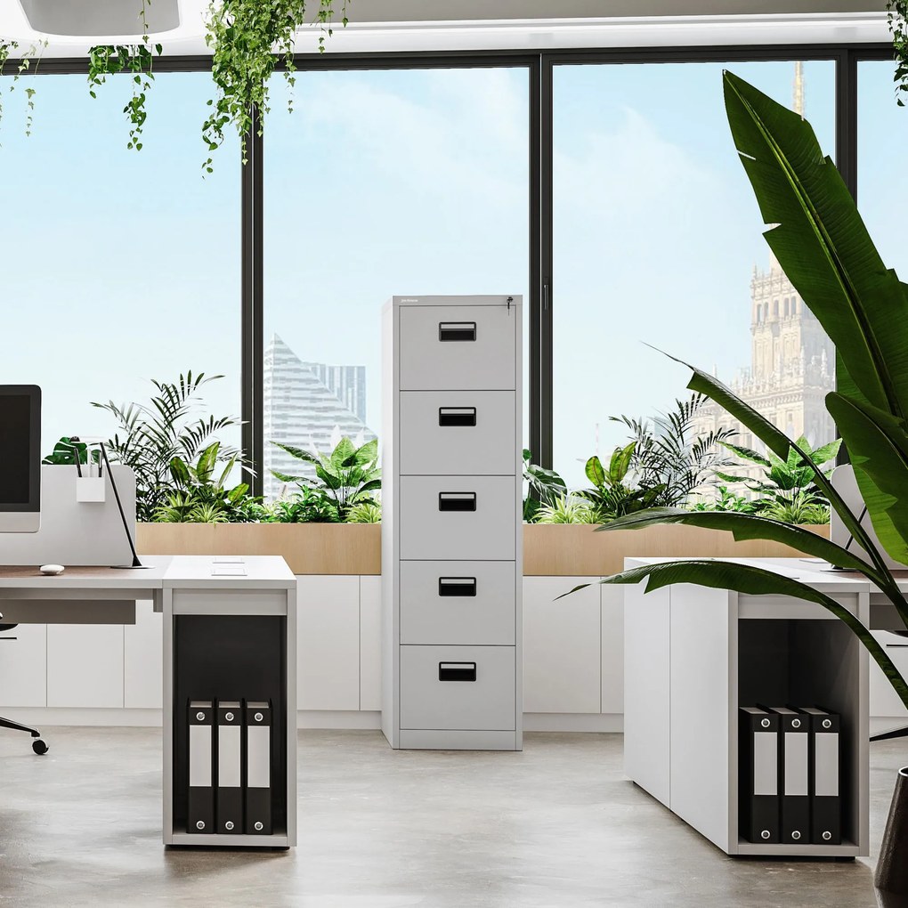 Kovová kartotéka, 5 zásuviek SARA V5, 460 x 1625.5 x 620 mm, šedá