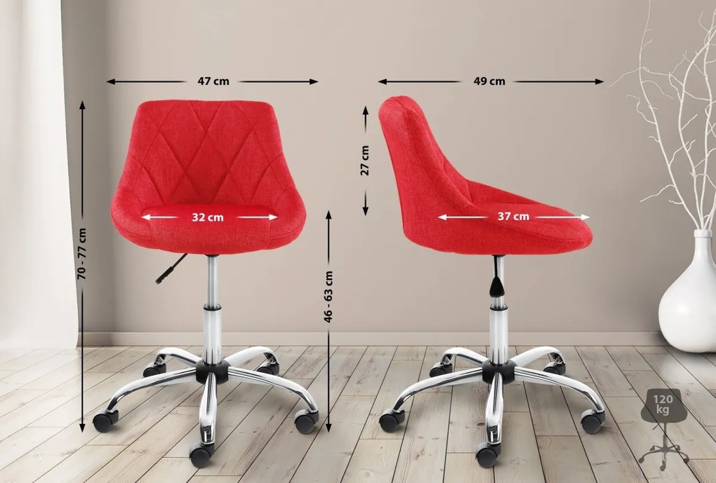 Design-Shop Pracovná stolička Lazio - látka - Červená