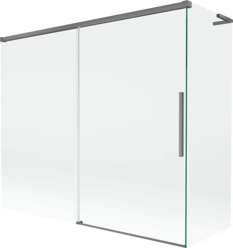 Mexen Rox, L posuvná 2-krídlová vaňová zástena 180 + 90 x 150 cm, 8mm číre sklo, grafitový profil, 8C9L-180-090-95-00