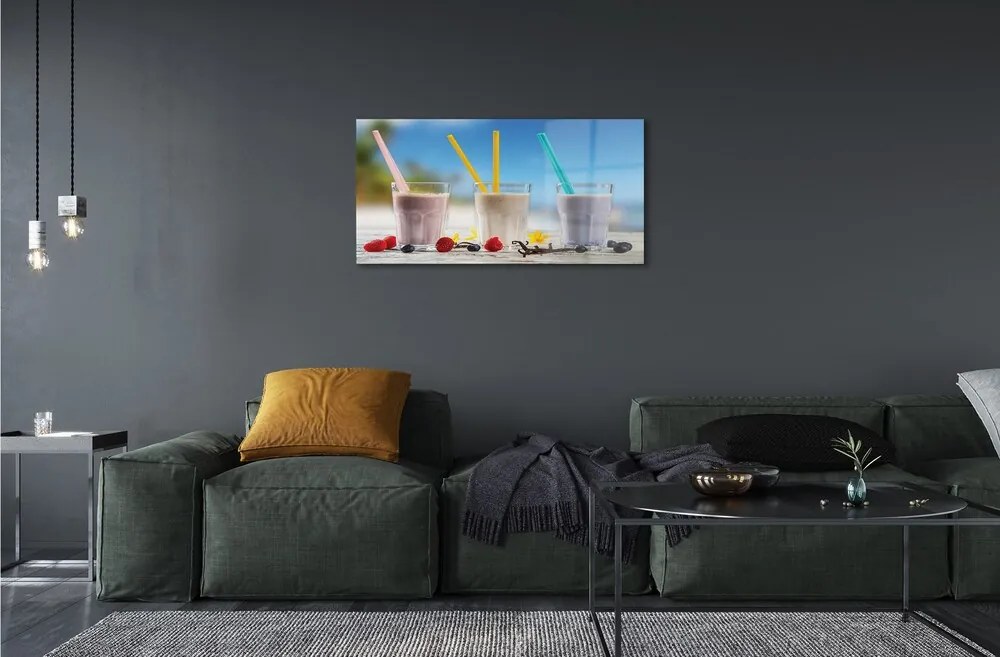 Obraz na skle Cocktail sklo farebné slamky 125x50 cm
