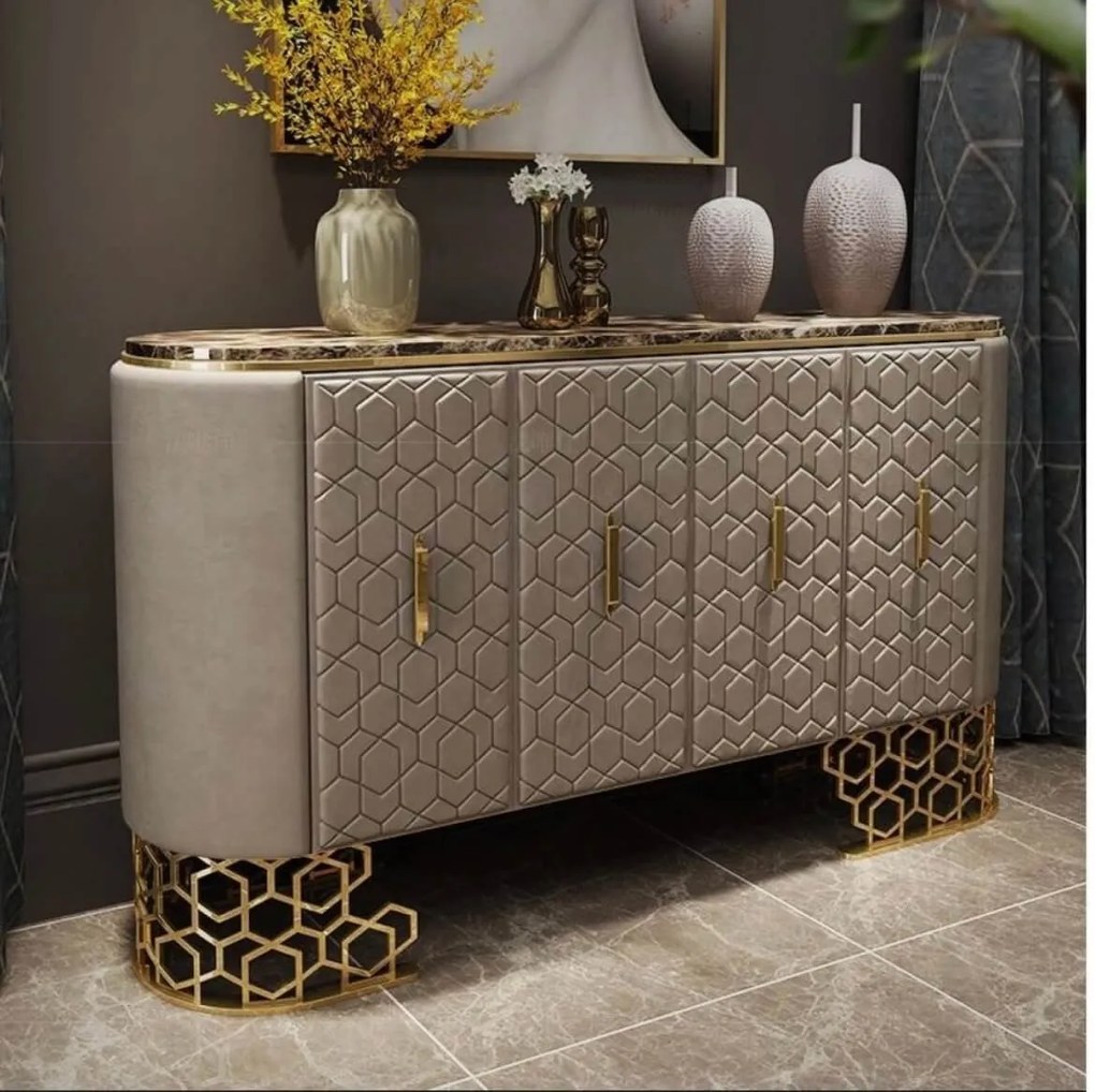 KOMODA KIRSTEN ZLATÉ NOHY + EKO-KOŽA + MRAMOR