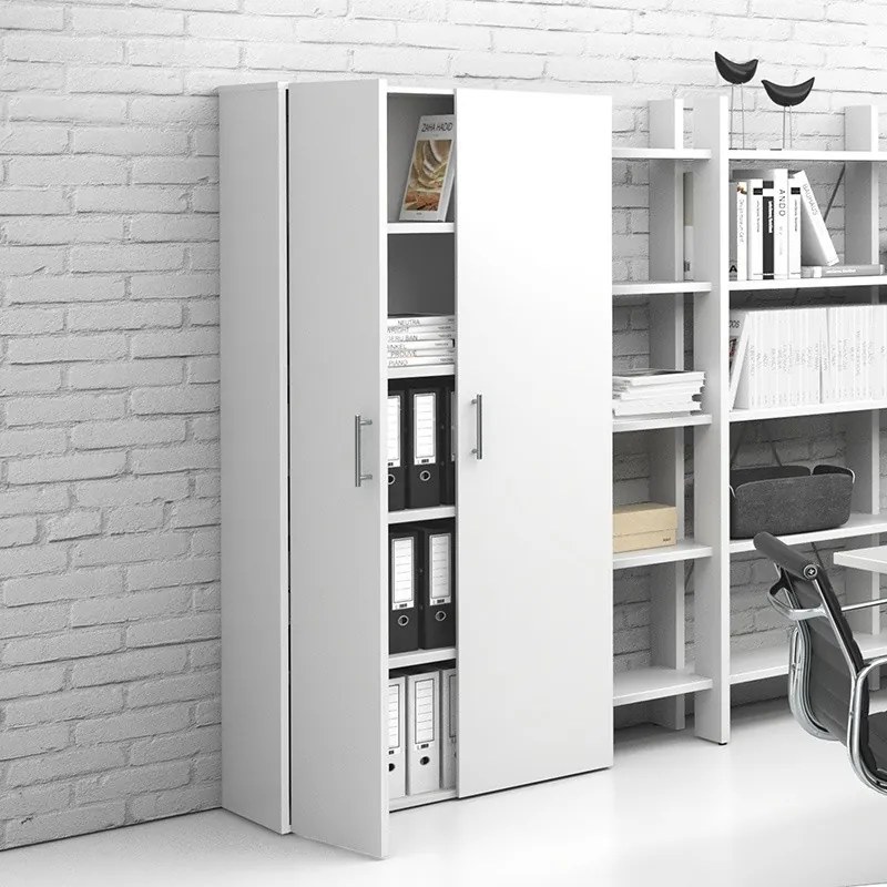 Kancelárska skriňa vysoká SOLID, 800 x 400 x 1830 mm, biela