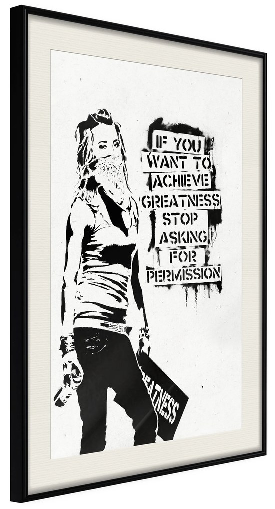 Artgeist Plagát - Girl with Graffiti [Poster] Veľkosť: 30x45, Verzia: Zlatý rám