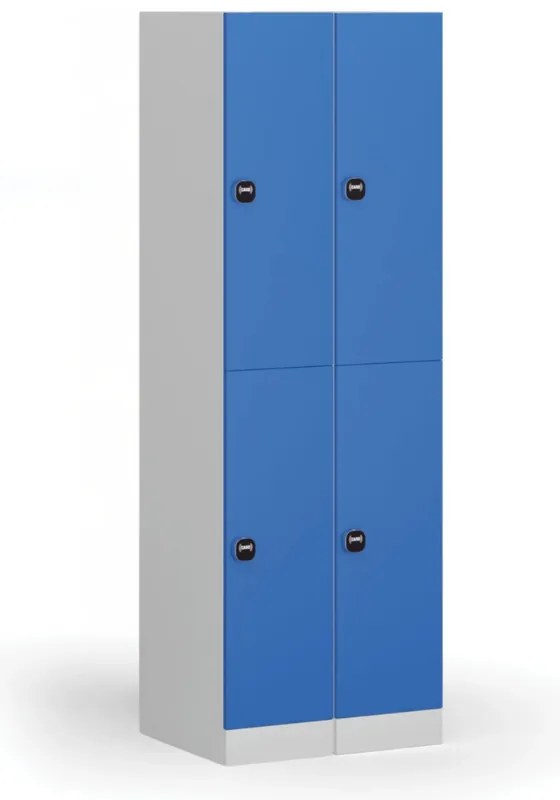 Šatníková skrinka s úložnými boxmi, 2 boxy, 1850 x 300 x 500 mm, demont, zámok s čítačkou RFID kariet, béžové dvere