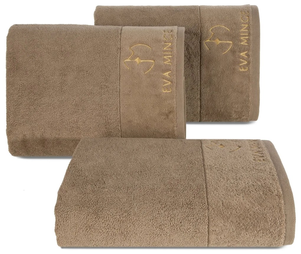 BAVLNENÝ UTERÁK EVA MINGE GAJA 70X140 CM BÉŽOVÁ