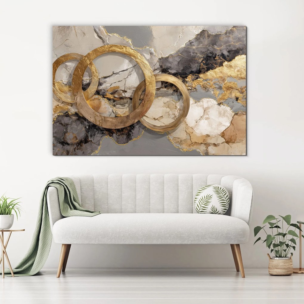 DUBLEZ | Luxusný abstraktný obraz - Zlaté prstence