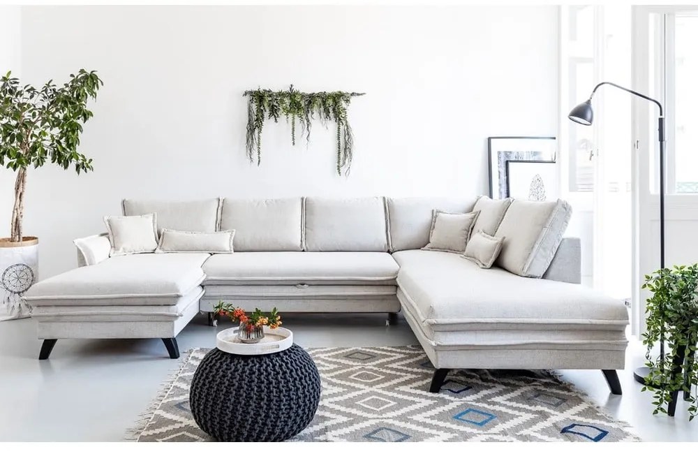 Svetlobéžová rozkladacia pohovka do "U" Miuform Charming Charlie, pravý roh