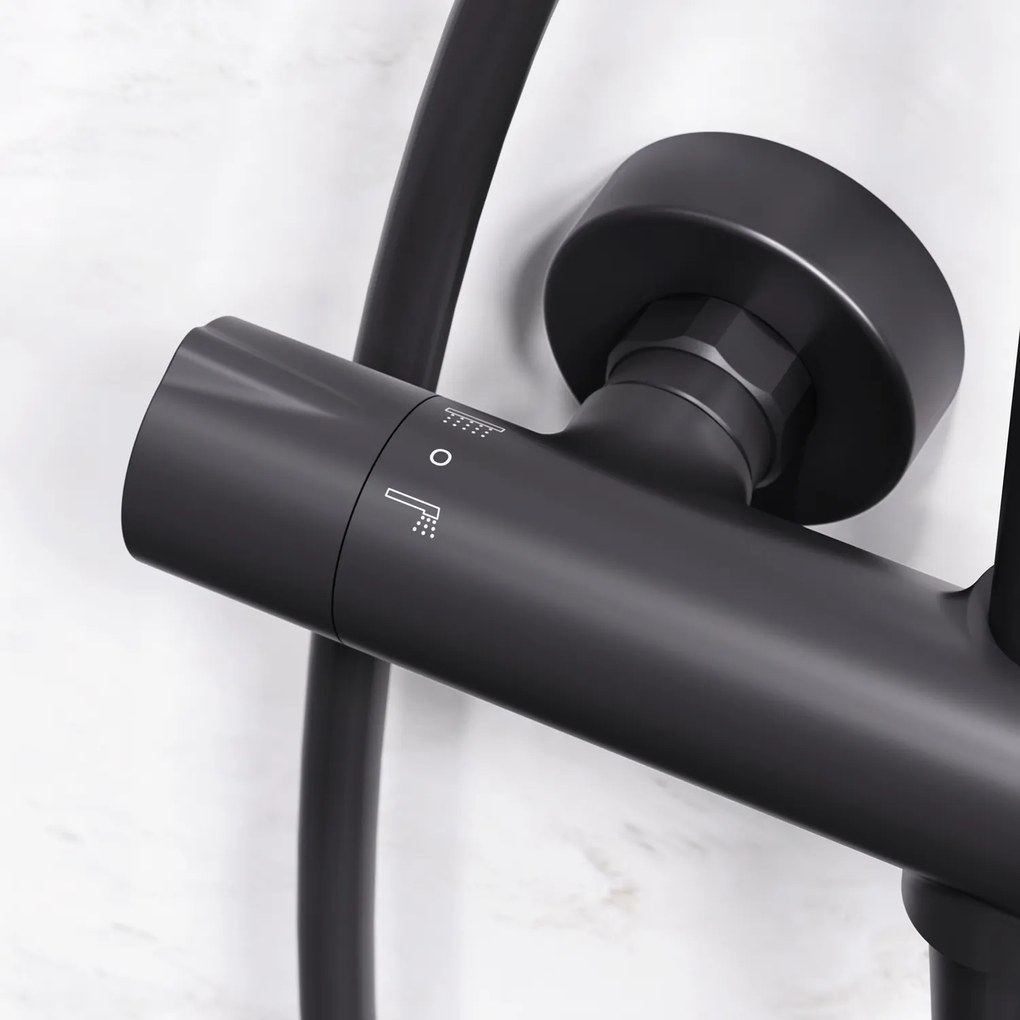 Sprchový systém AM.PM Like F07LA422 s termostatickou sprchovou batériou, čierny