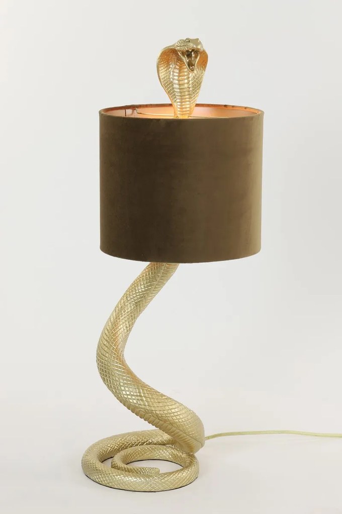 Zlatá stolná lampa va tvare hada Snake s karamelovým tienidlom - 27 * 25 * 68cm / E27