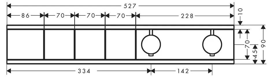Hansgrohe RainSelect, batéria pod omietku na 3 spotrebiče, chrómová, HAN-15381000