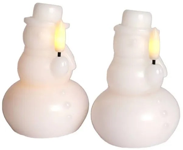 SIRIUS LED vosková svíčka sněhulák, bílý, sada 2 kusy, 10 cm