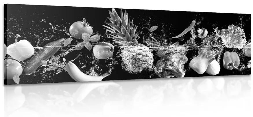 Obraz organické ovocie a zelenina v čiernobielom prevedení Varianta: 120x40