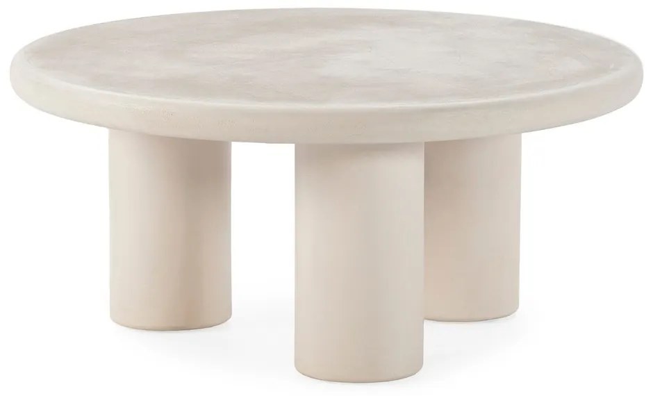 Krémovobiely okrúhly konferenčný stolík v dekore kameňa ø 80 cm Iriel – MOME