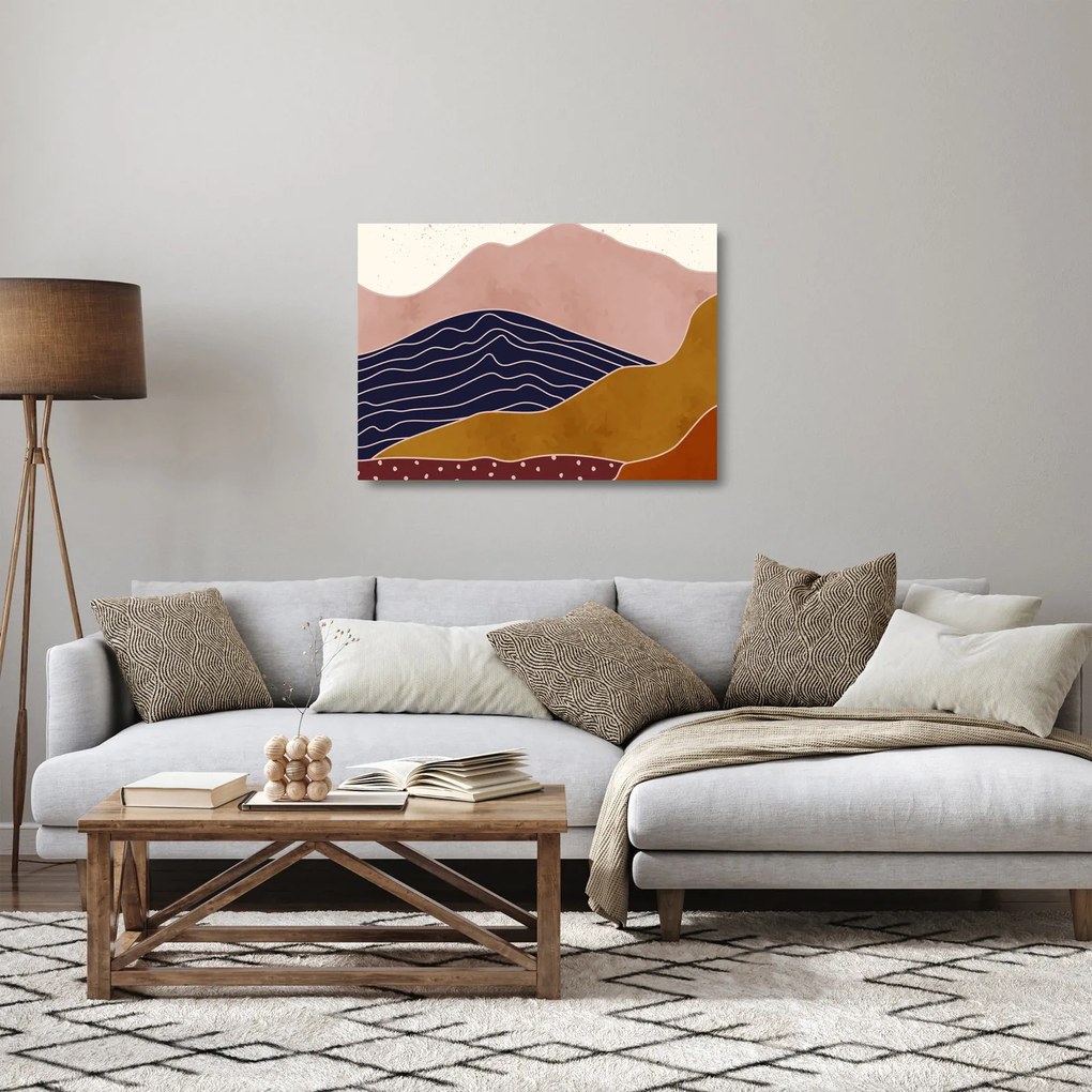 Sklenený obraz - Slnko nad horami (70x50 cm)