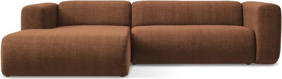 Rohová pohovka v terakotovej farbe (ľavý roh/s leňoškou) Ekahi – Makamii