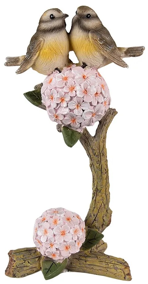 Veľkonočné dekorácie sýkorky na vetvičke s kvetmi - 10*6*19 cm
