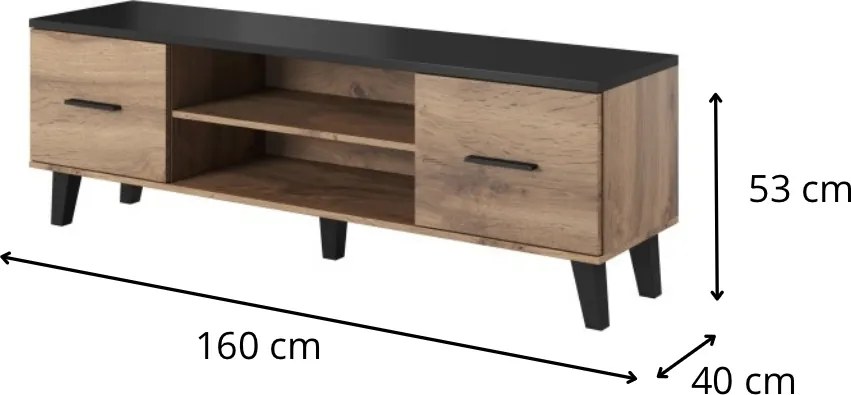TV stolík Lotta 160 cm dub wotan/čierny