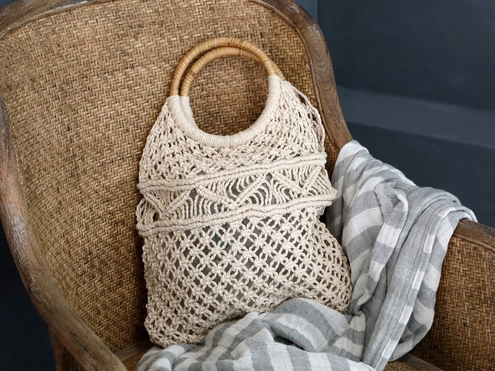 Prírodná drevená stolička s výpletom a opierkami Old French chair - 56*56*91 cm