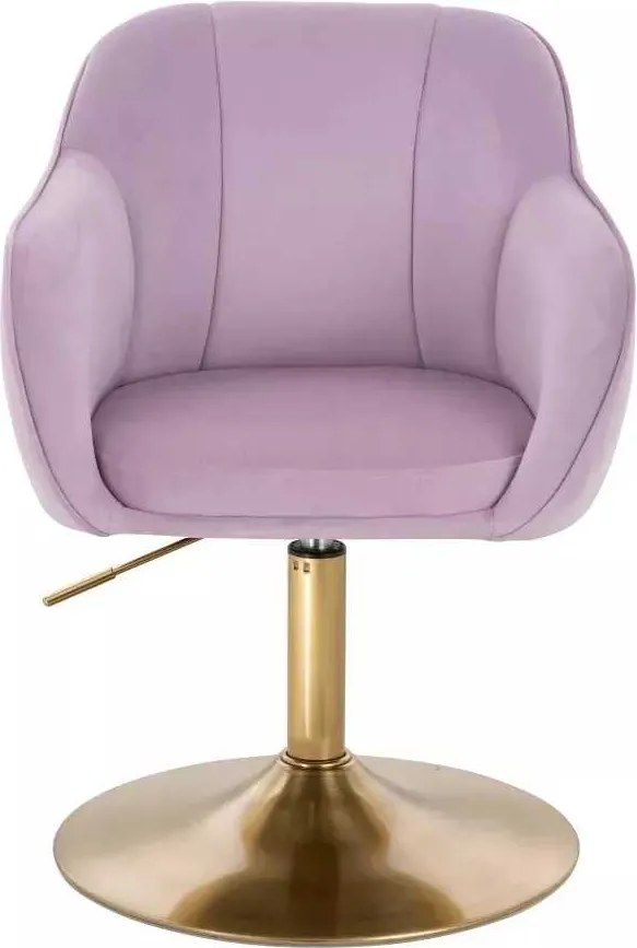 LuxuryForm DESIGN Stolička AVOLA VELUR na zlatom tanieri - levanduľa