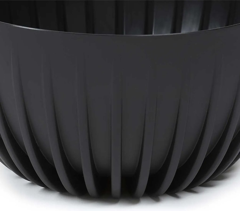 PLASTOVÝ KVETINÁČ STRIPPED ECO SADA 2KS 16X30 CM+15X24 CM ČIERNA